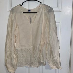 womens cream colored puff sleeve blouse!